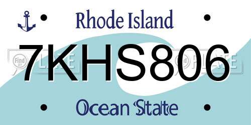 7KHS806 Rhode Island License Plate