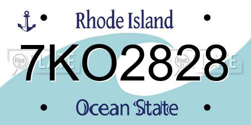 7KO2828 Rhode Island License Plate