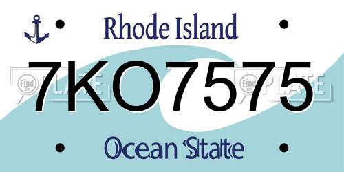 7KO7575 Rhode Island License Plate