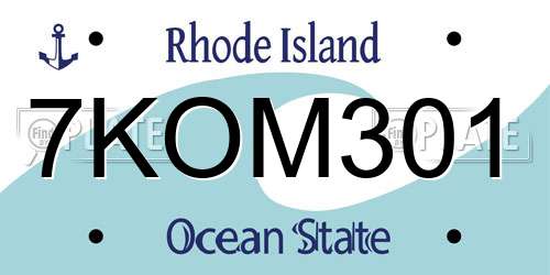 7KOM301 Rhode Island License Plate