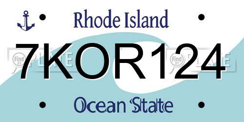 7KOR124 Rhode Island License Plate