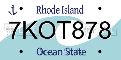 7KOT878 Rhode Island License Plate