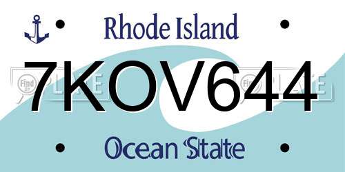 7KOV644 Rhode Island License Plate