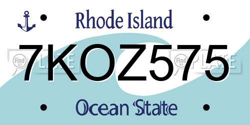 7KOZ575 Rhode Island License Plate