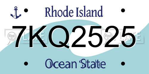 7KQ2525 Rhode Island License Plate