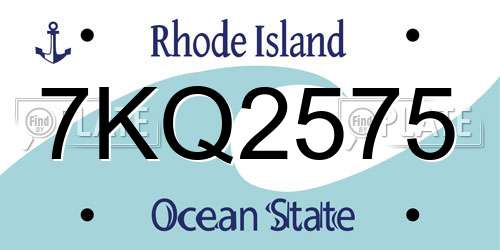 7KQ2575 Rhode Island License Plate