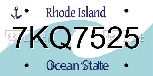 7KQ7525 Rhode Island License Plate