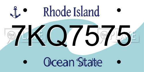 7KQ7575 Rhode Island License Plate