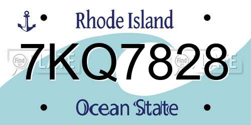 7KQ7828 Rhode Island License Plate