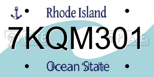 7KQM301 Rhode Island License Plate