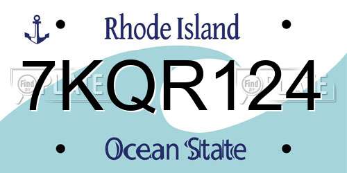 7KQR124 Rhode Island License Plate
