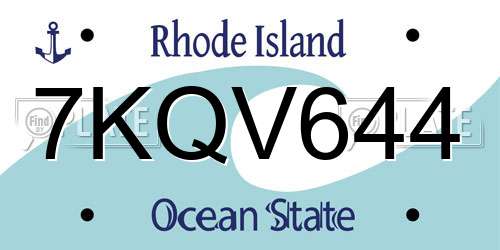 7KQV644 Rhode Island License Plate