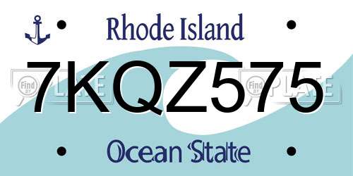 7KQZ575 Rhode Island License Plate