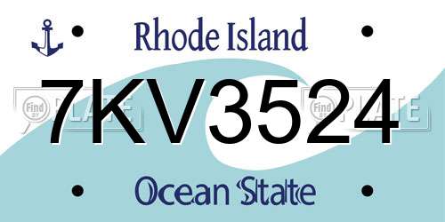 7KV3524 Rhode Island License Plate
