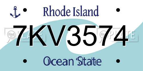 7KV3574 Rhode Island License Plate