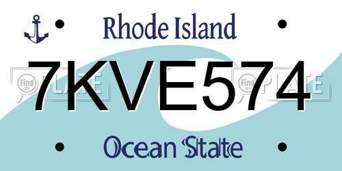 7KVE574 Rhode Island License Plate