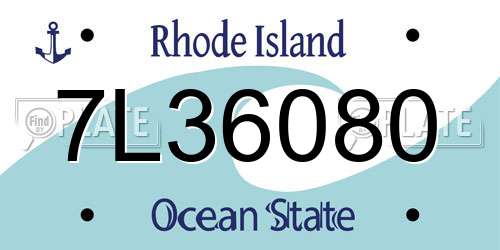 7L36080 Rhode Island License Plate