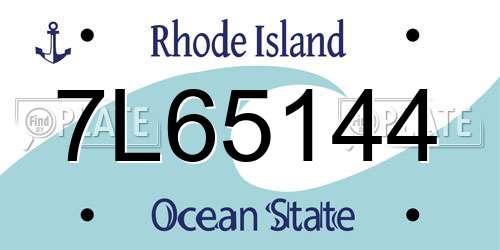 7L65144 Rhode Island License Plate