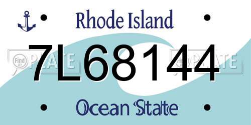 7L68144 Rhode Island License Plate