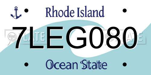 7LEG080 Rhode Island License Plate