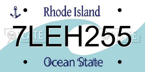 7LEH255 Rhode Island License Plate