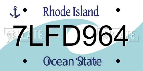 7LFD964 Rhode Island License Plate
