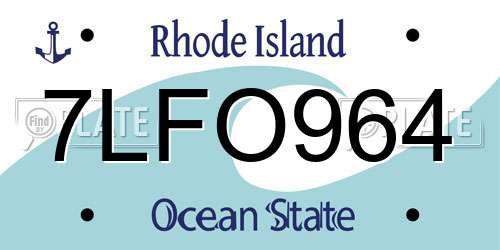 7LFO964 Rhode Island License Plate