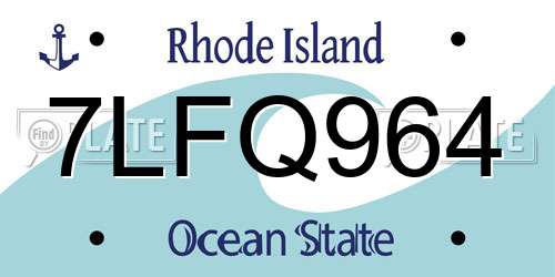 7LFQ964 Rhode Island License Plate