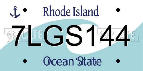 7LGS144 Rhode Island License Plate