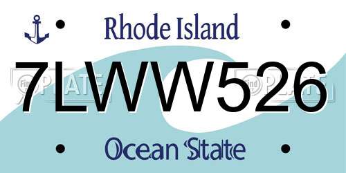 7LWW526 Rhode Island License Plate