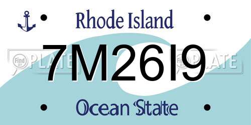 7M26I9 Rhode Island License Plate