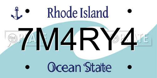 7M4RY4 Rhode Island License Plate
