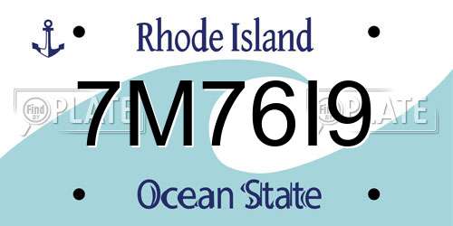 7M76I9 Rhode Island License Plate