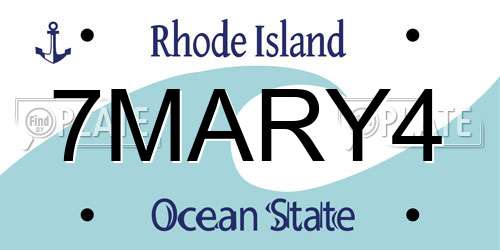 7MARY4 Rhode Island License Plate