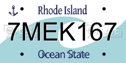 7MEK167 Rhode Island License Plate