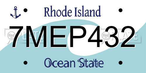 7MEP432 Rhode Island License Plate