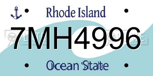 7MH4996 Rhode Island License Plate