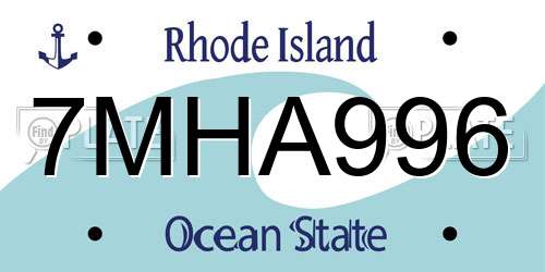 7MHA996 Rhode Island License Plate