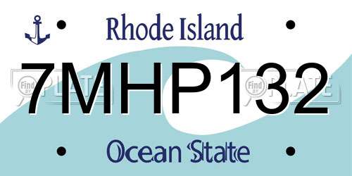 7MHP132 Rhode Island License Plate
