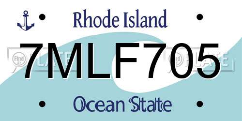7MLF705 Rhode Island License Plate