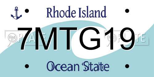 7MTG19 Rhode Island License Plate