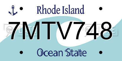 7MTV748 Rhode Island License Plate