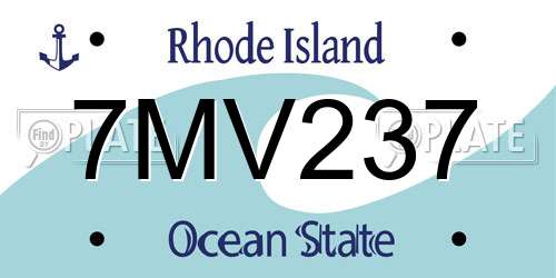 7MV237 Rhode Island License Plate