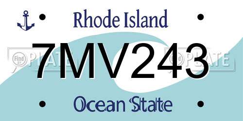 7MV243 Rhode Island License Plate