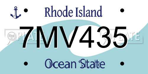 7MV435 Rhode Island License Plate