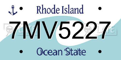 7MV5227 Rhode Island License Plate