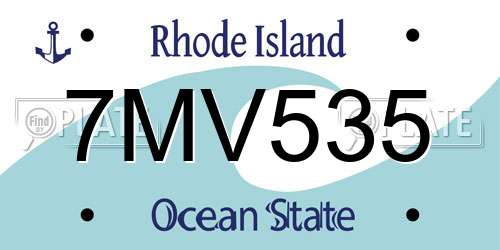 7MV535 Rhode Island License Plate