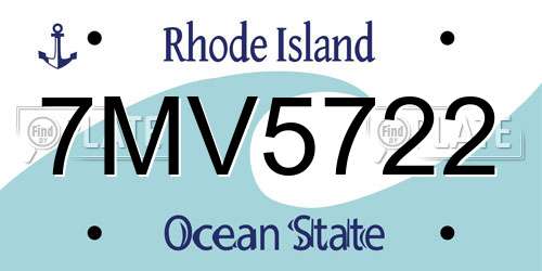 7MV5722 Rhode Island License Plate