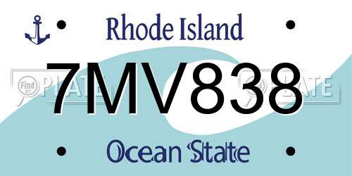 7MV838 Rhode Island License Plate