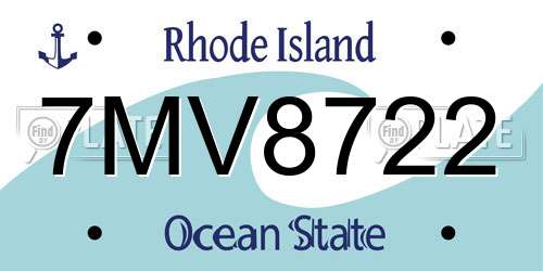 7MV8722 Rhode Island License Plate